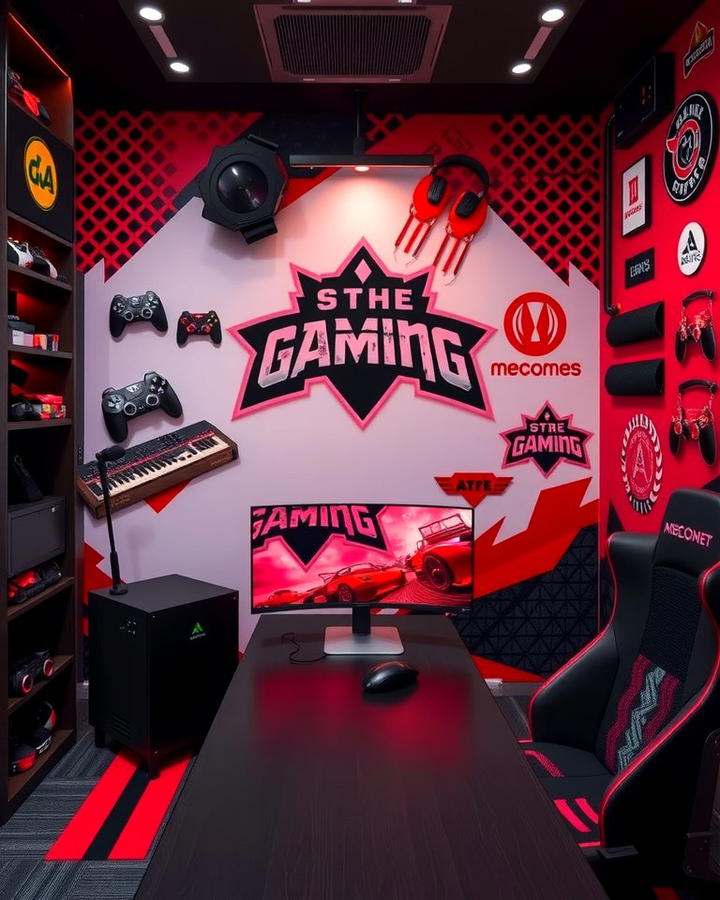 Themed Wall Decals - 25 Red and Black Gaming Setup Ideas