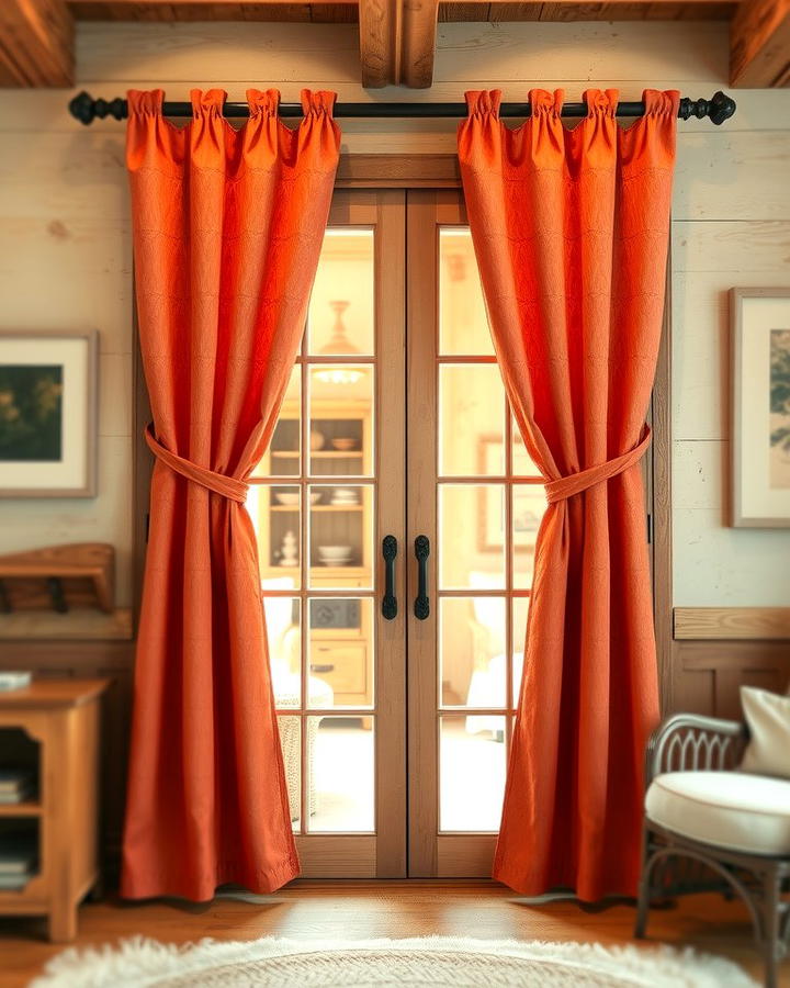 Tie Top Curtains for a Rustic Charm - 25 Sliding Door Curtain Ideas