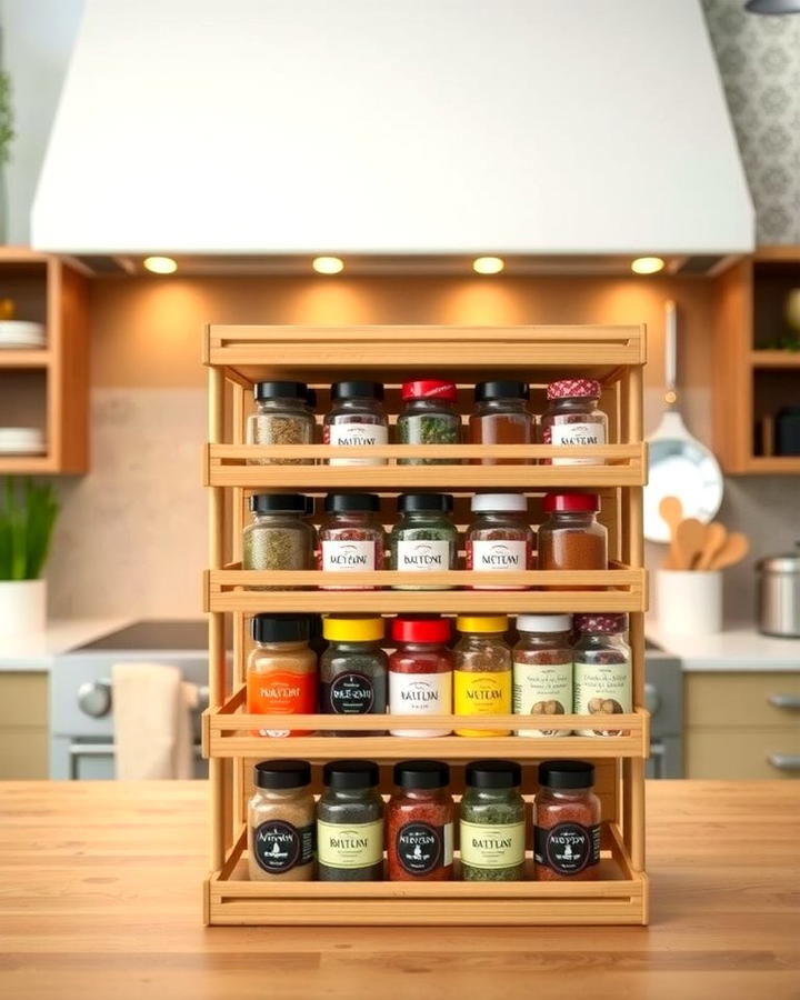 Tiered Bamboo Organizer - 25 Spice Rack Ideas