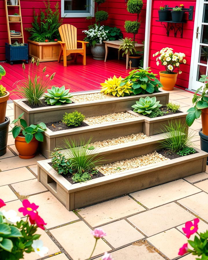 Tiered Garden Steps - 25 Patio Steps Ideas