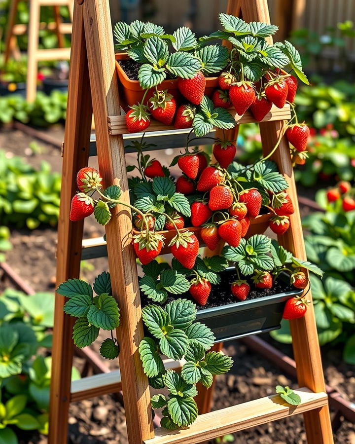 Tiered Ladder Planters for Easy Access - 25 Strawberry Planter Ideas