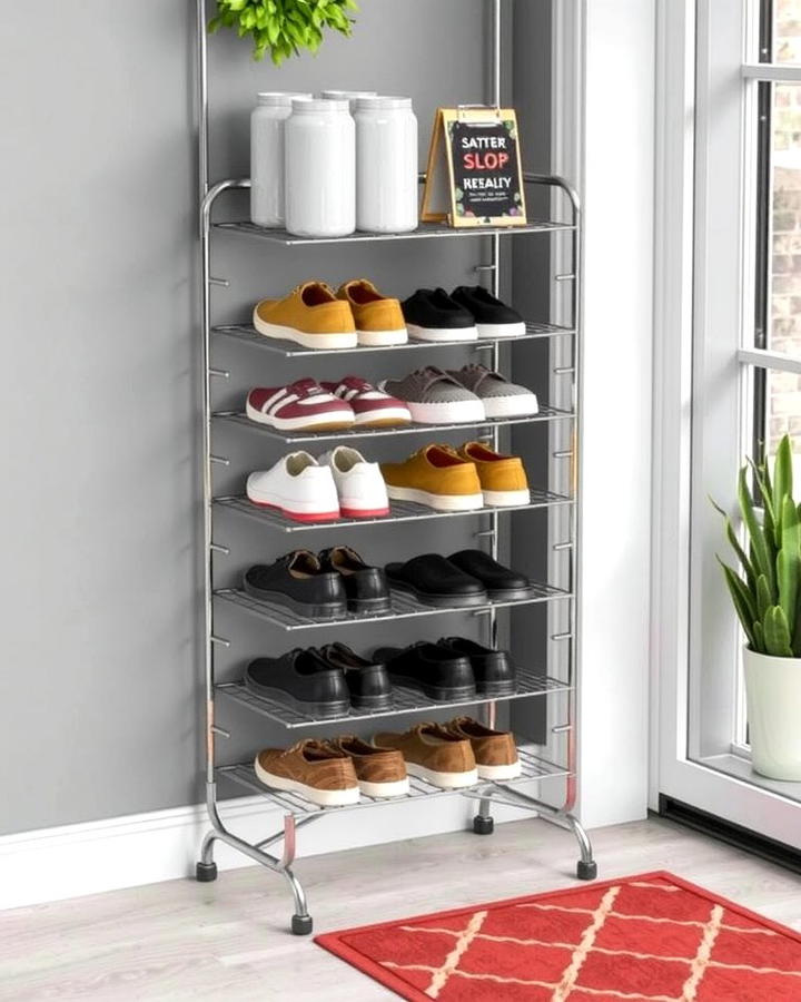 Tiered Metal Shoe Rack - 25 Outdoor Shoe Storage Ideas