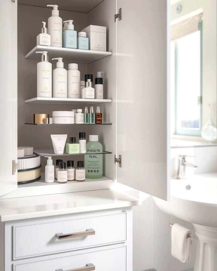 Tiered Organizers for Small Items - 30 Bathroom Cabinet Organizing Ideas