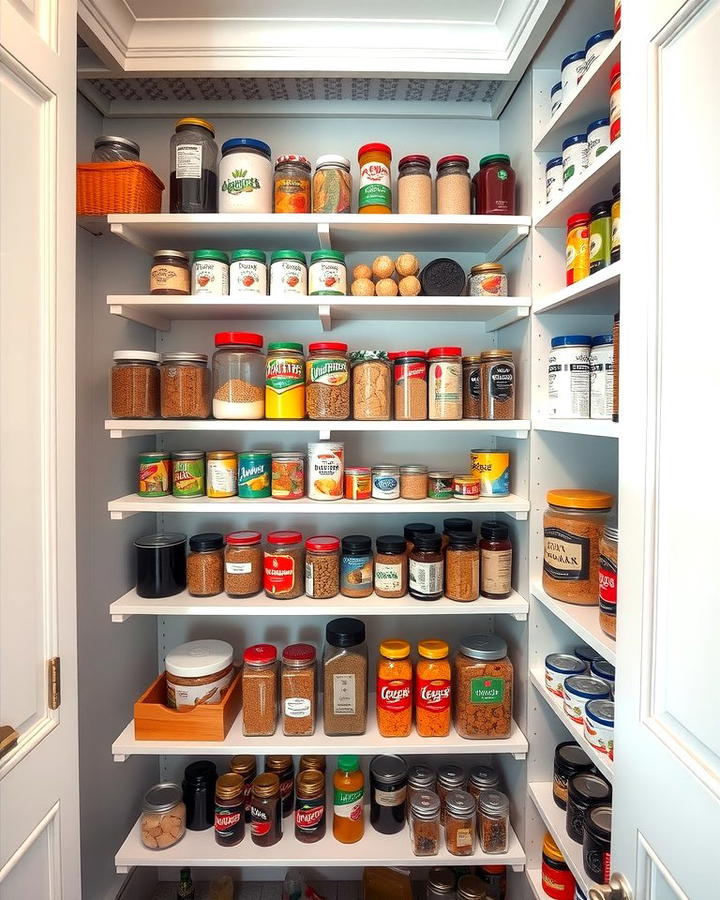 Tiered Shelves for Better Visibility - 25 Small Pantry Ideas