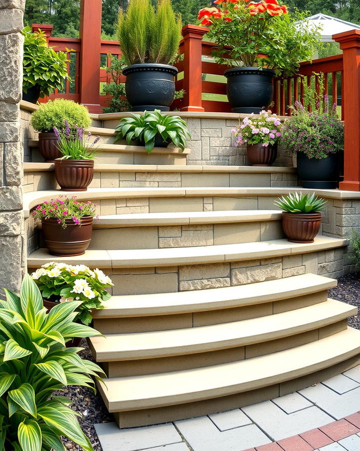 Tiered Steps with Planters - 25 Patio Steps Ideas