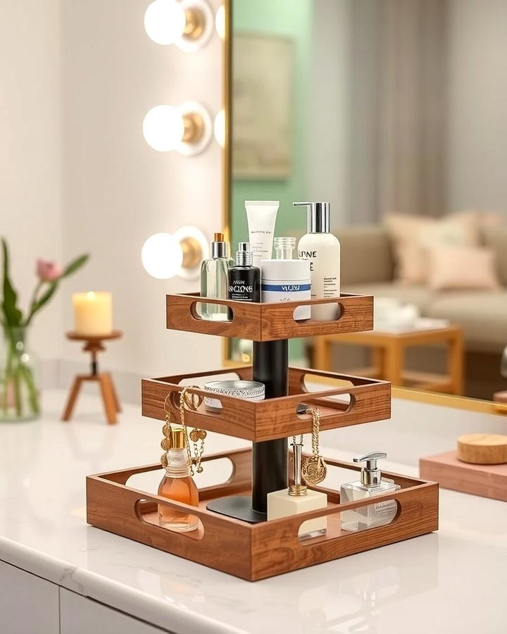 Tiered Trays for Vertical Storage - 25 vanity organization ideas