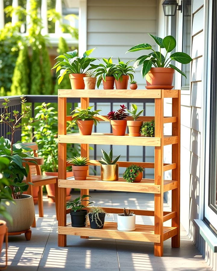 Tiered Wooden Plant Stand - 25 Outdoor Plant Stand Ideas