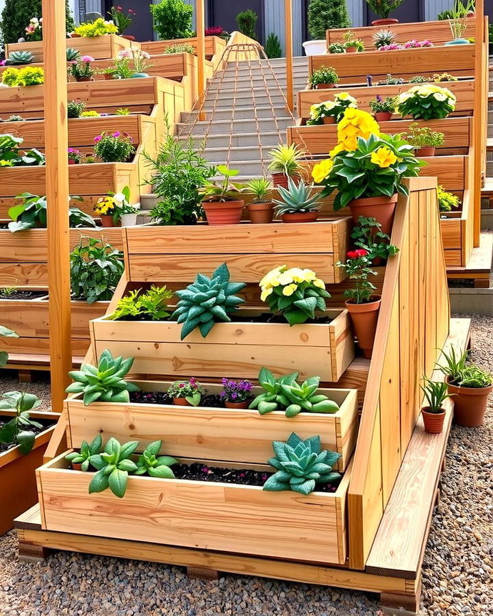 Tiered Wooden Planter Boxes - 25 Terraced Garden Ideas