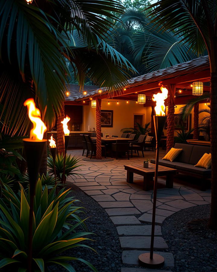 Tiki Torches for Ambiance - 25 Tropical Garden Ideas