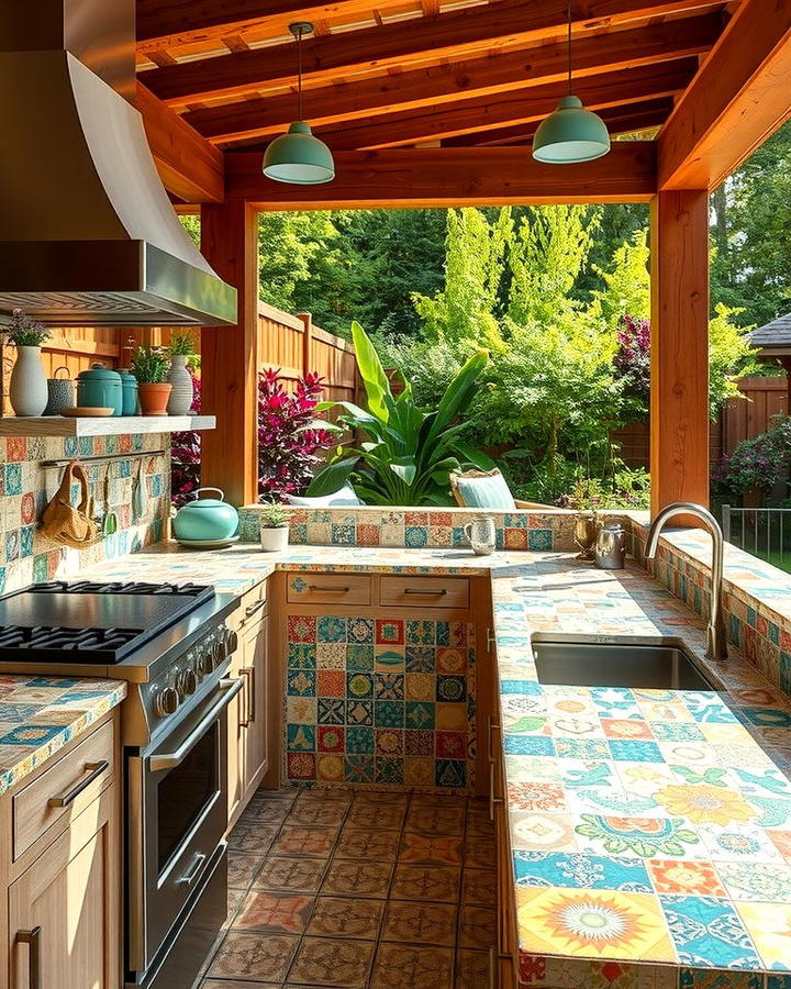 Tile Countertops for Creative Designs - 25 Outdoor Kitchen Countertop Ideas