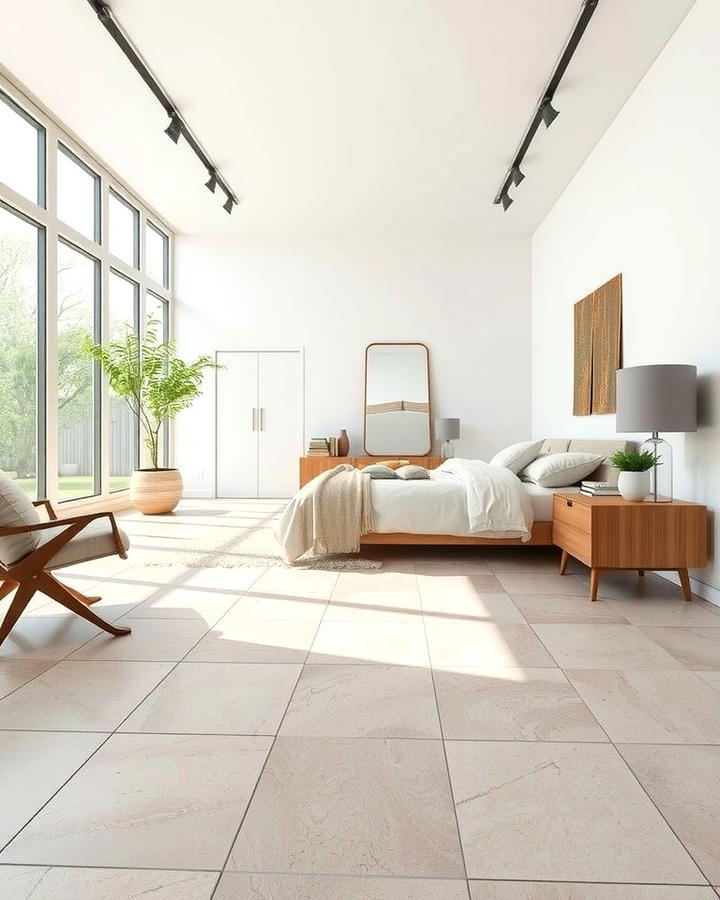 Tile Flooring for a Sleek Look - 30 Bedroom Flooring Ideas