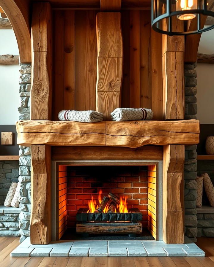 Timber Beam Accents - 25 Rustic Fireplaces