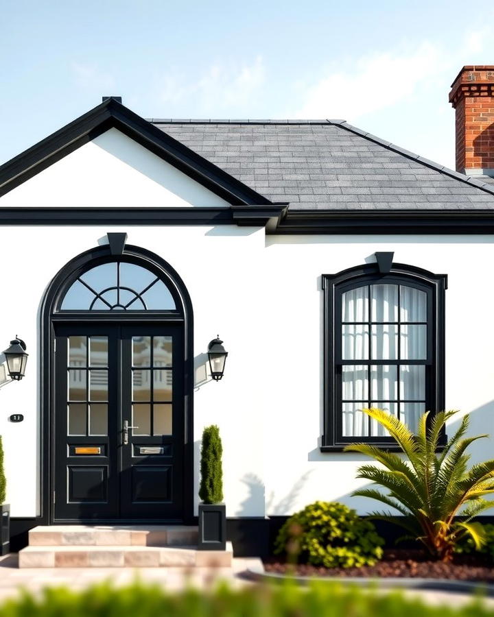 Timeless Contrast White Walls with Black Window Frames - 30 single story white house black trim