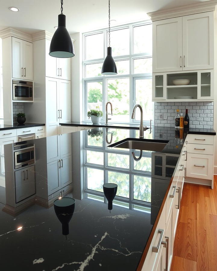 Timeless Elegance with Polished Black Granite - 30 Black Granite Countertops Kitchen Ideas