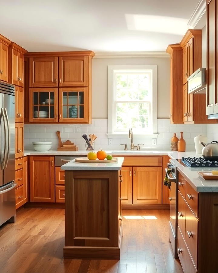 Timeless Shaker Style Cherry Cabinets - 25 Natural Cherry Kitchen Cabinets