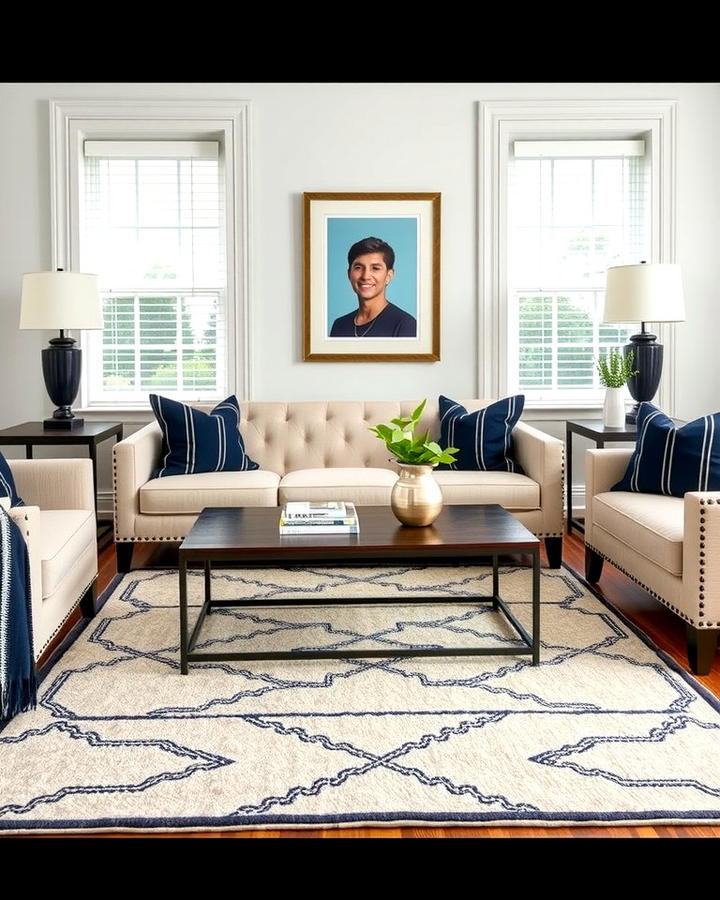 Timeless Striped Accents - 25 Ralph Lauren Living Room Ideas