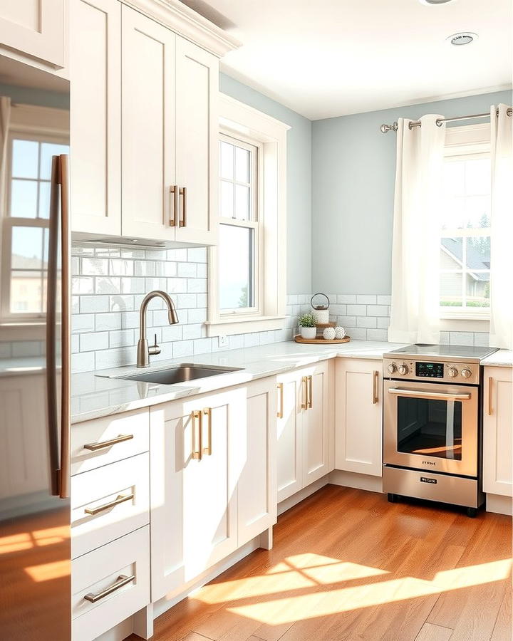 Timeless White Cabinets with Stainless Steel Accents - 25 White Kitchen with Stainless Steel Appliances Ideas