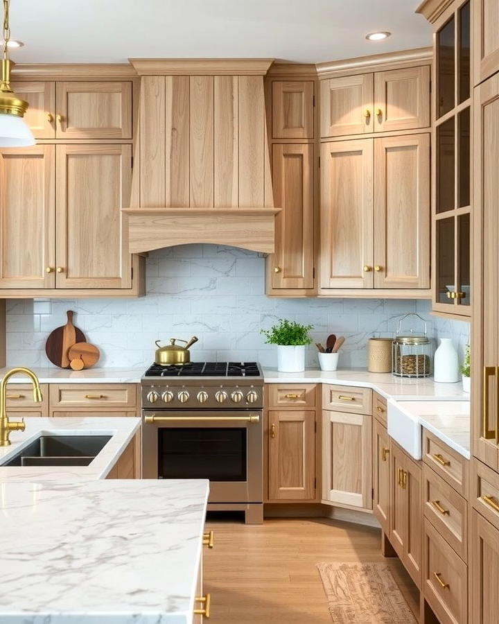 Timeless White Oak and Marble Combination - 30 Kitchens With White Oak Cabinets