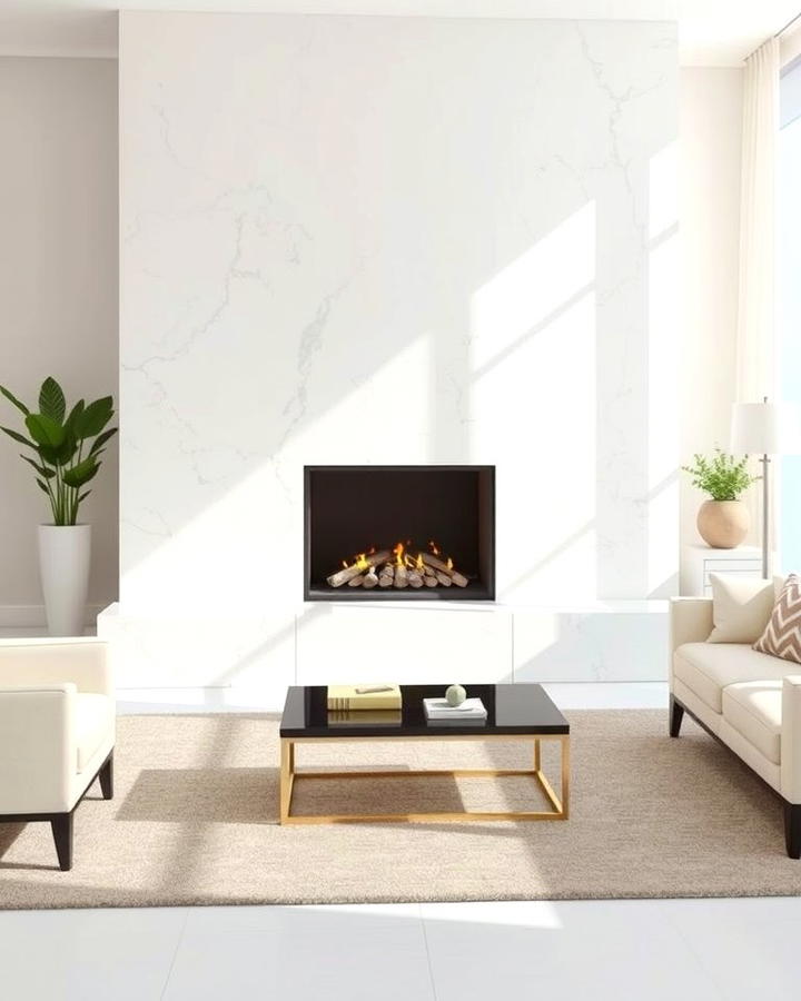 Timeless White Quartz Surround - 25 Quartz Fireplace Surround Ideas