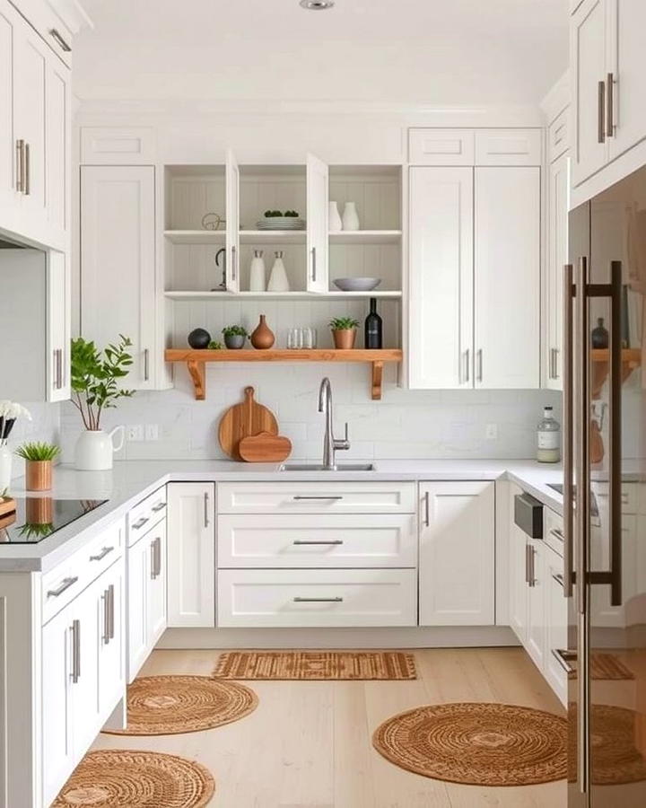 Timeless White and Wood Combination - 30 Kitchens With White Oak Cabinets