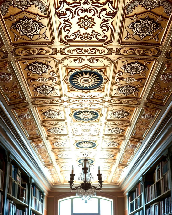 Tin Ceilings in Home Libraries - 25 Tin Ceiling