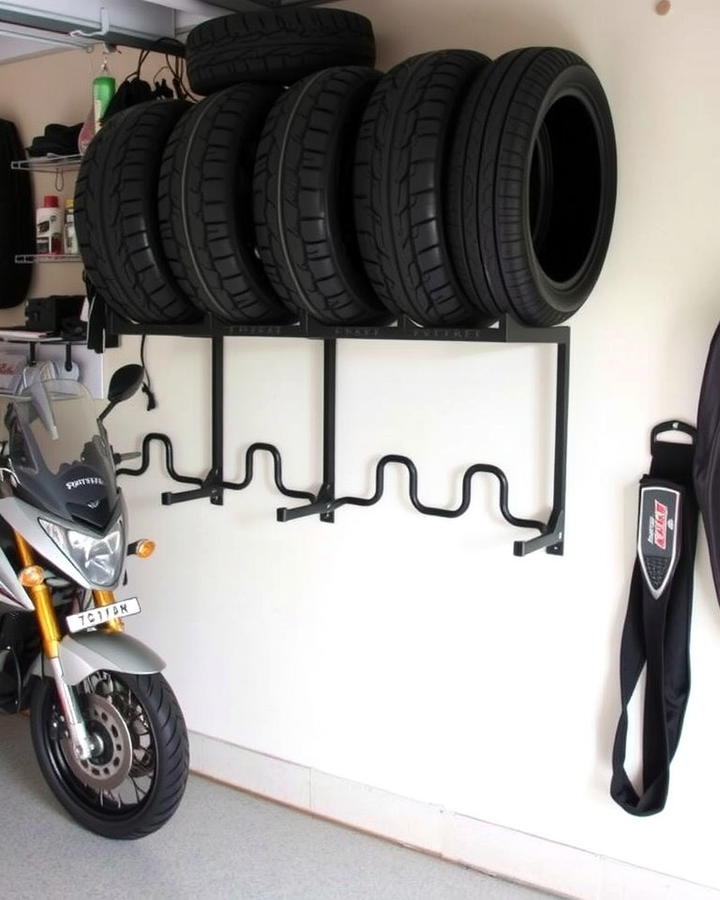 Tire Rack for Storage - 25 Motorcycle Garage Ideas