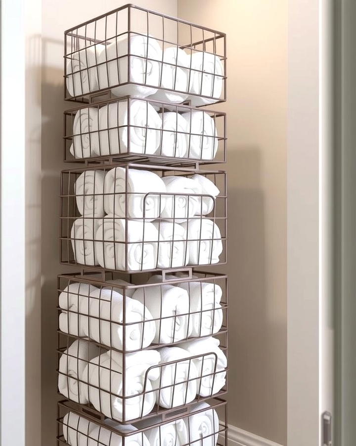 Towel Basket Tower - 25 Towel Display Ideas