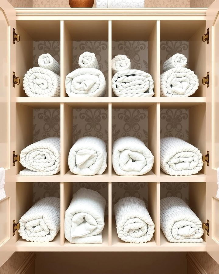 Towel Cabinet Cubby - 25 Towel Display Ideas