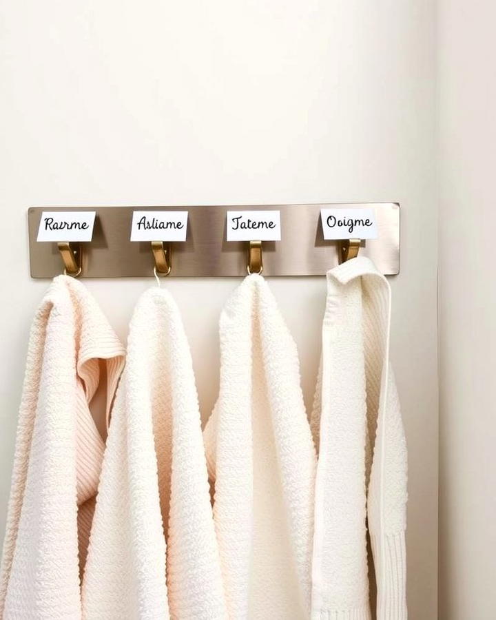 Towel Hooks with Labels - 25 Towel Display Ideas