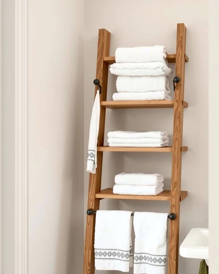 Towel Ladder Shelf - 25 Towel Display Ideas