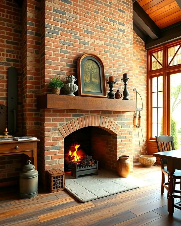 Traditional Farmhouse Charm - 25 Rustic Brick Fireplace Ideas