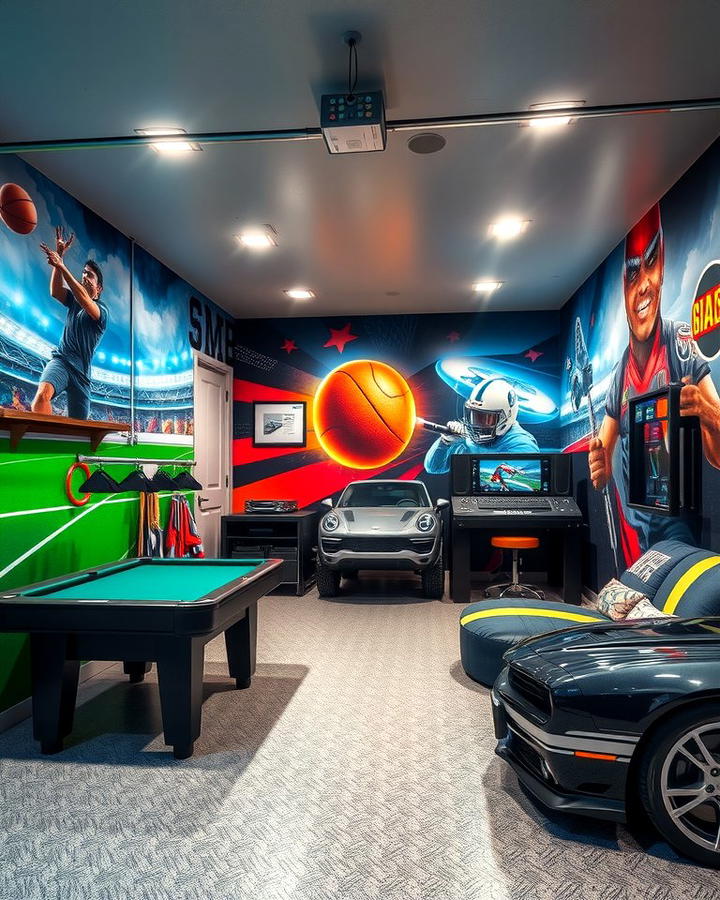 Transforming Walls with Bold Murals - 30 Garage Game Room Ideas