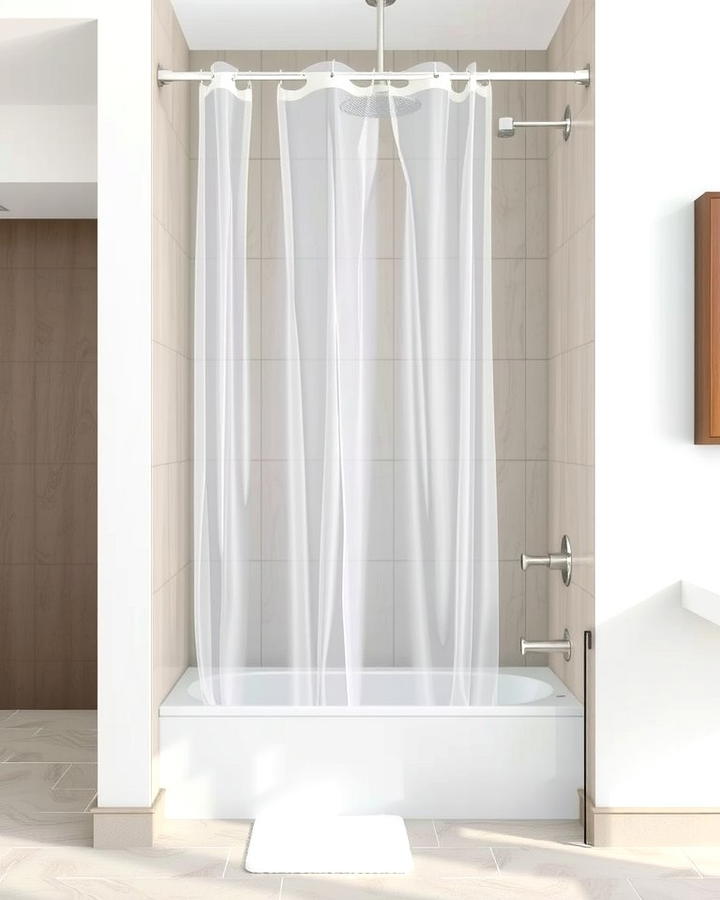 Transparent Shower Curtain - 25 Small Ensuite Design Ideas