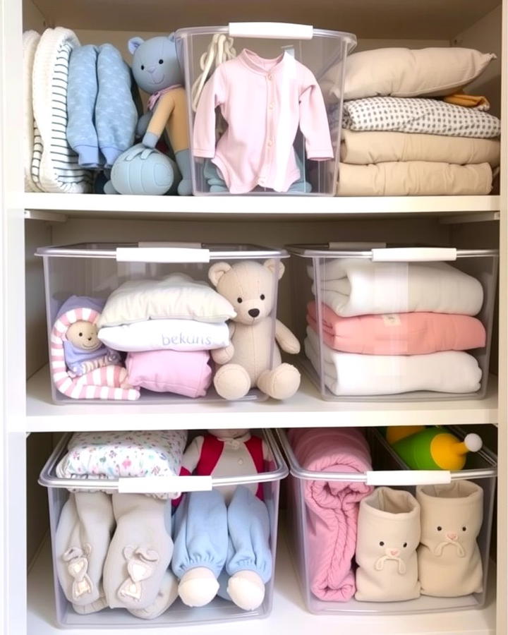 Transparent Storage for Quick Viewing - 25 Nursery Closet Ideas