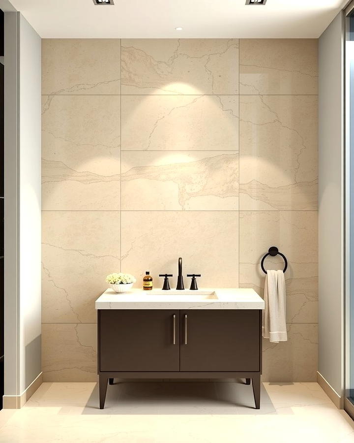 Travertine Accent Wall - 25 Travertine Tile Bathroom Ideas