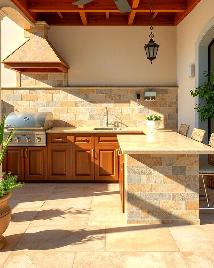 Travertine Countertops - 25 Types of Outdoor Kitchen Countertops