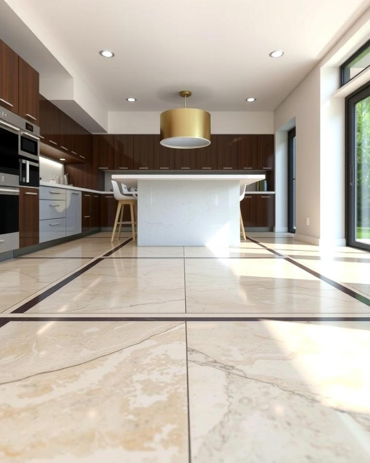 Travertine Floors with Contrasting Grout - 25 Travertine Floor Kitchen Ideas