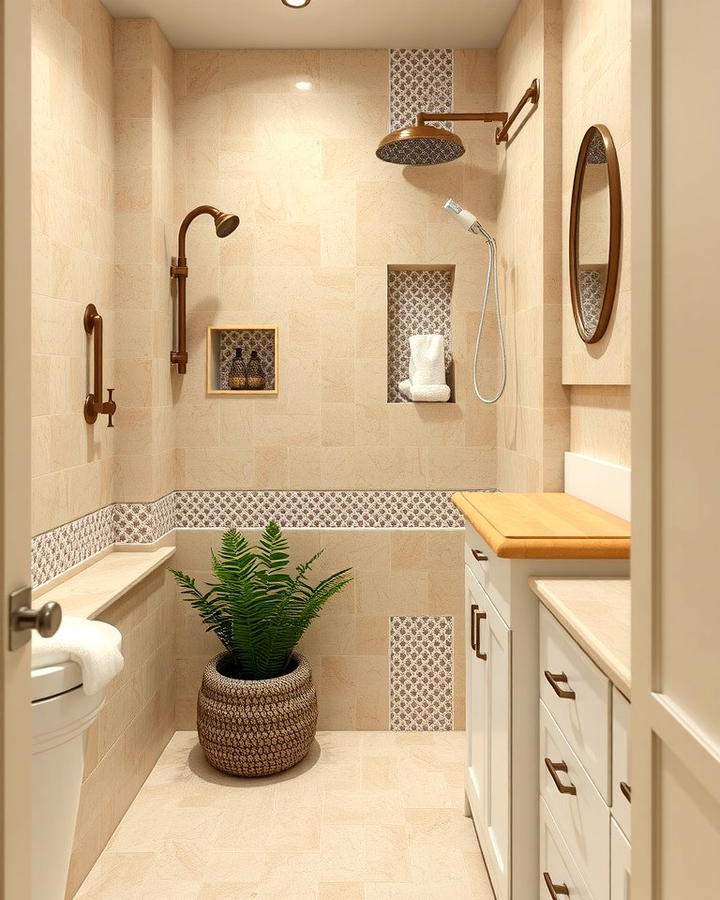 Travertine Mosaic Details - 25 Travertine Tile Bathroom Ideas