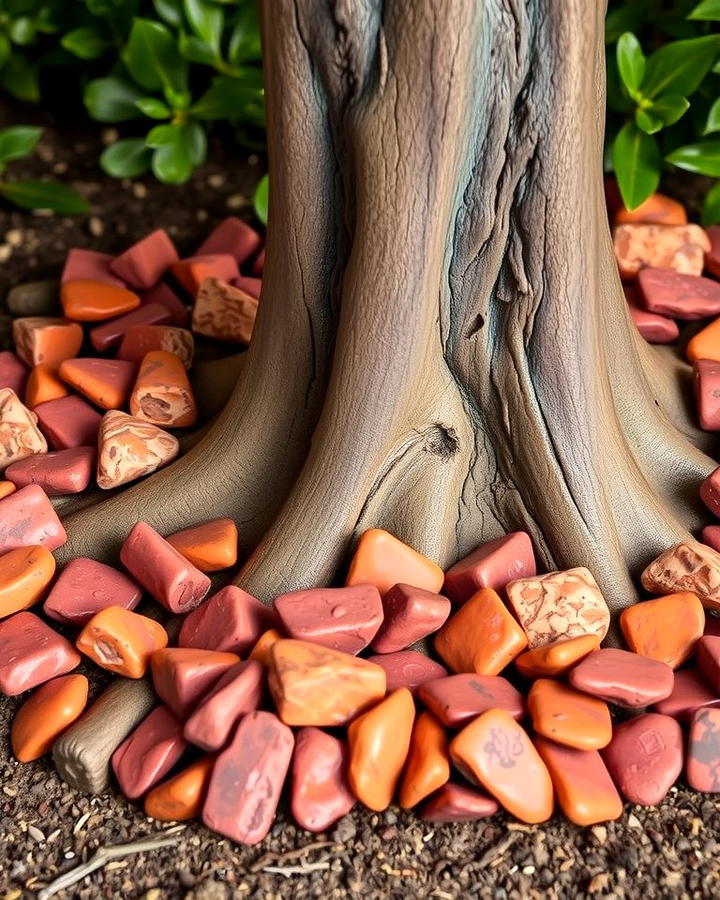 Tree Base Decoration - 25 Red Lava Rock Landscaping Ideas