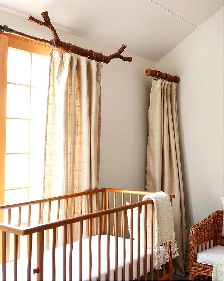 Tree Branch Curtain Rods - 25 Rustic Nursery Ideas