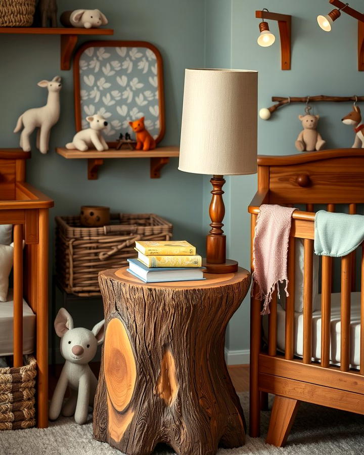 Tree Stump Side Table - 25 Woodland Nursery Ideas