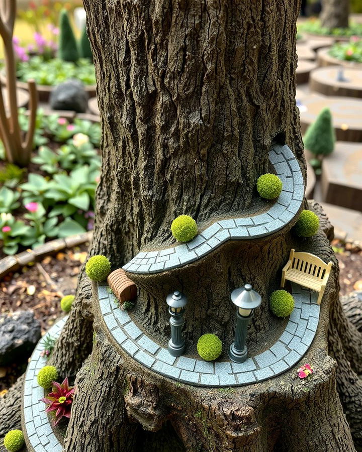 Tree Stump with Tiny Stone Pathways - 25 Tree Stump Fairy Garden Ideas