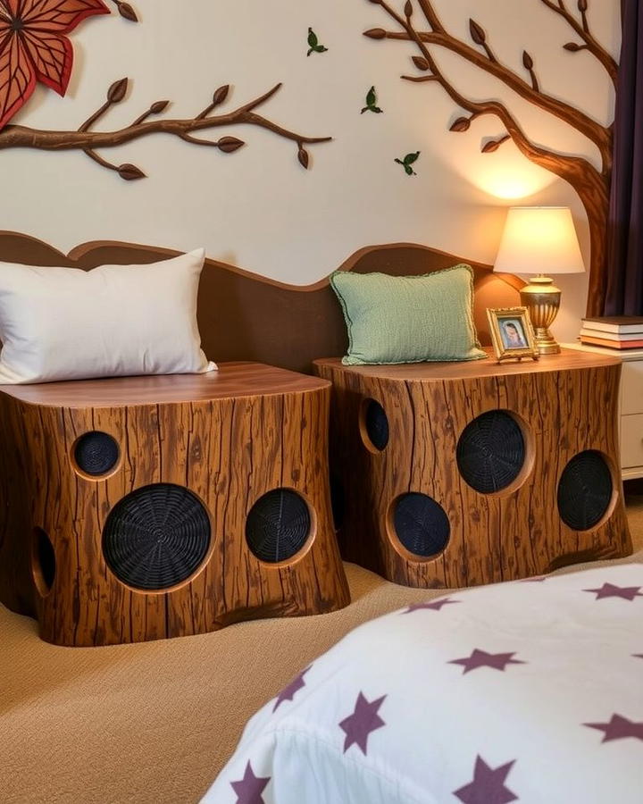 Tree Trunk Nightstands - 30 Fairy-themed Bedroom Ideas