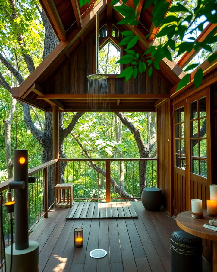 Treehouse with Outdoor Shower - 25 Tree House Ideas