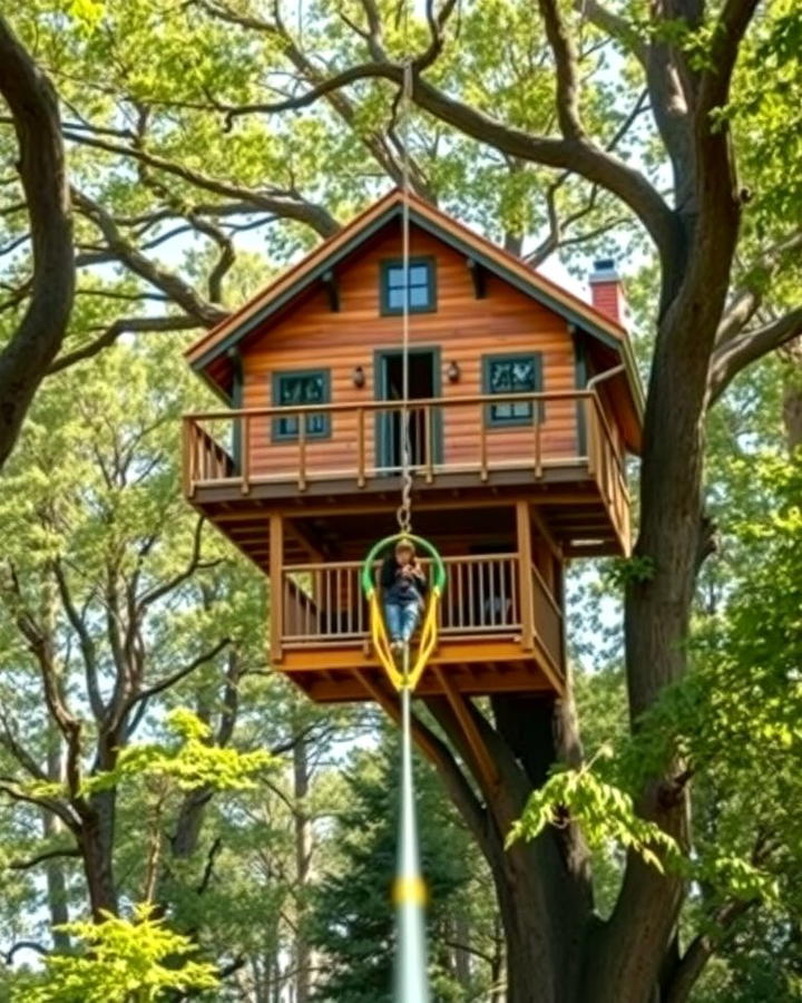 Treehouse with Zip Line Exit - 25 Tree House Ideas