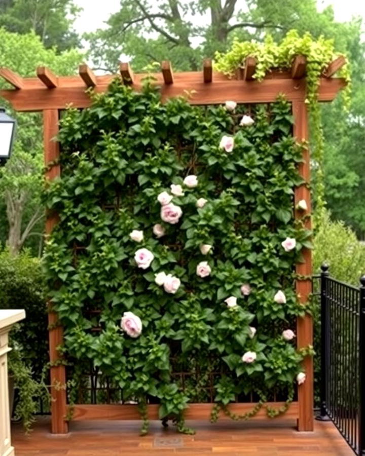 Trellis with Climbing Plants - 25 Patio Wall Ideas