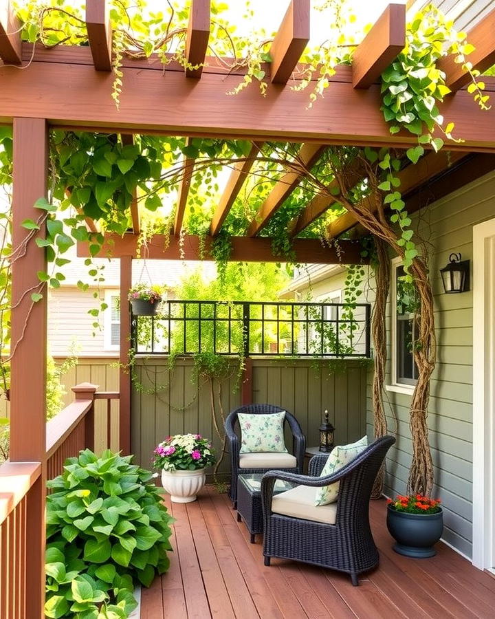 Trellis with Vines for Natural Beauty - 30 Partially Covered Deck Ideas