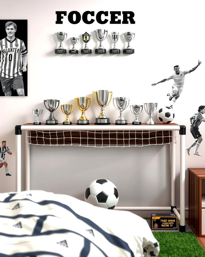 Trophy Shelf for Soccer Achievements - 30 Soccer Themed Bedroom Ideas