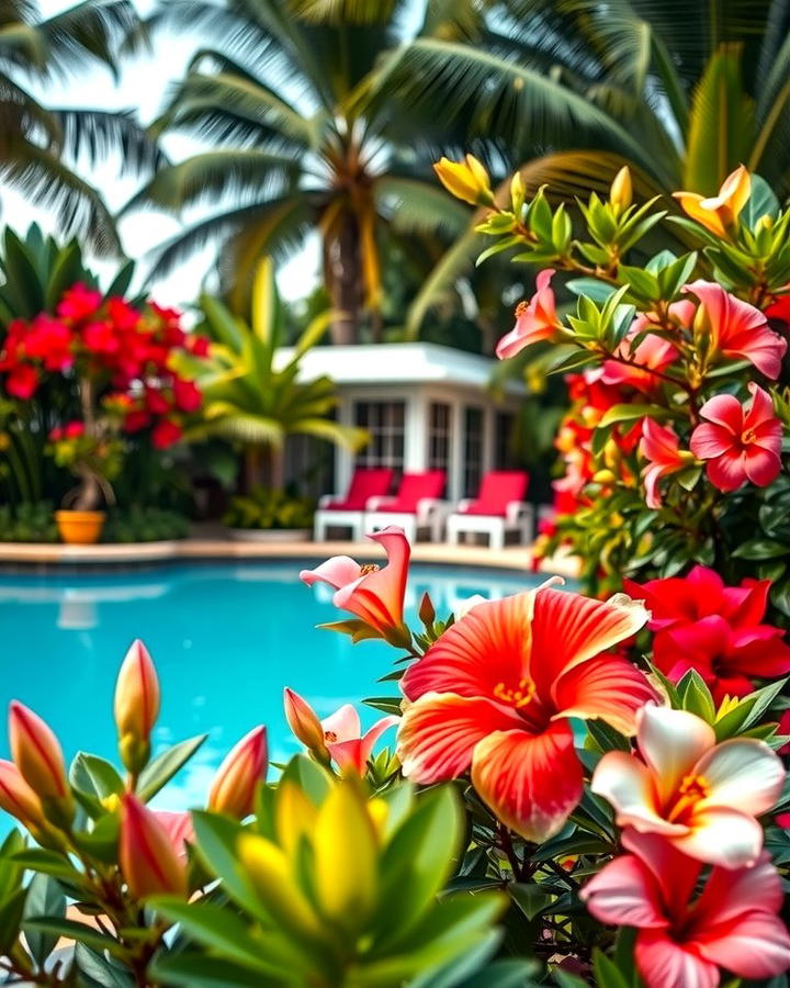 Tropical Flower Beds for Pops of Color - 25 Tropical Pool Landscaping Ideas