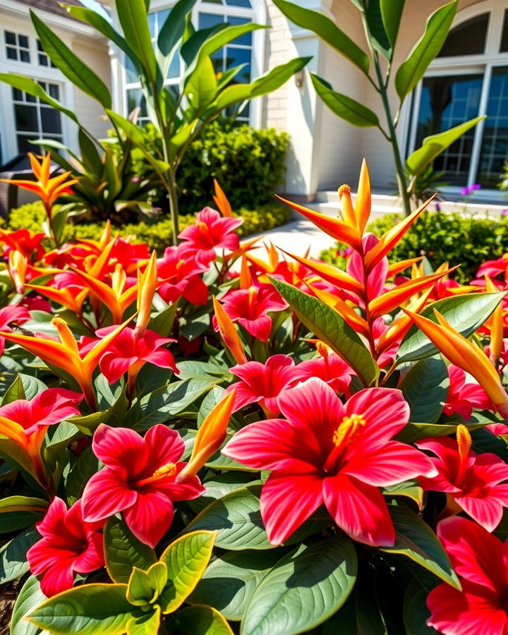 Tropical Inspired Flower Beds - 30 Front Yard Flower Bed Ideas